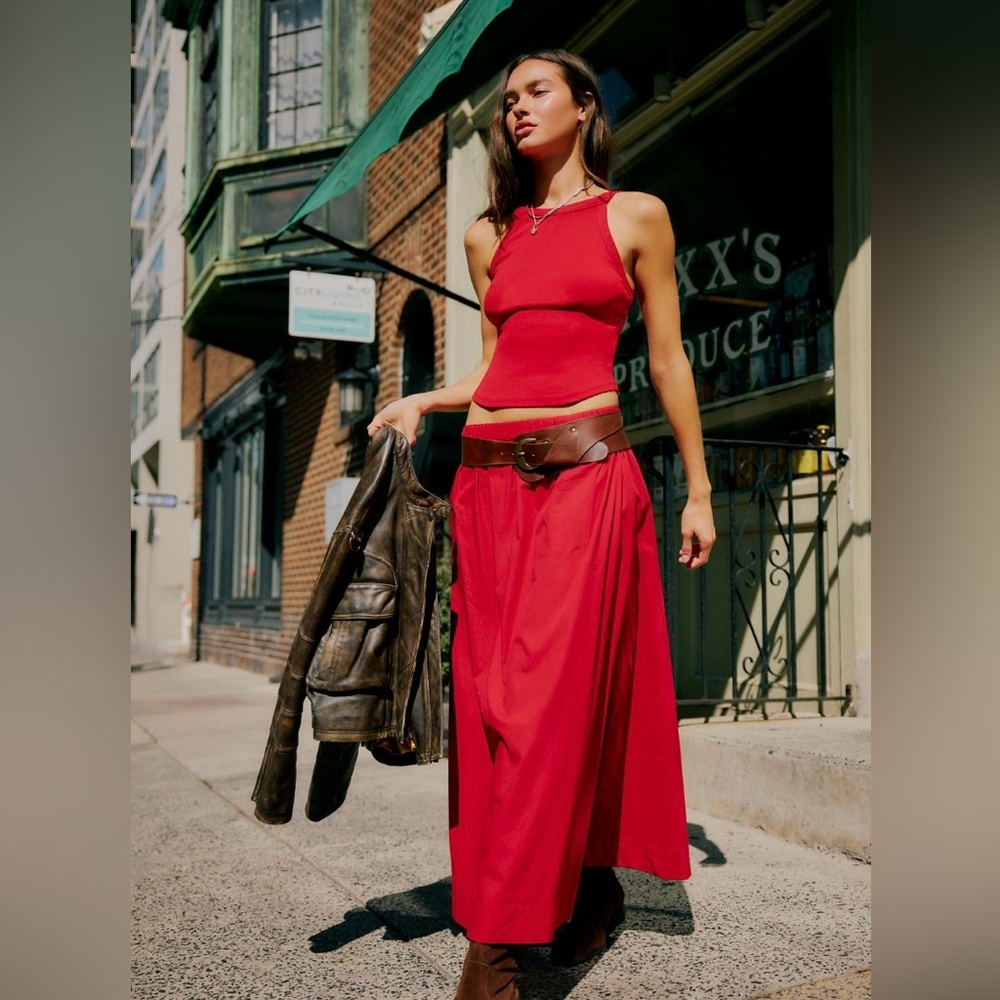 Free People Made It Mine Skirt Set Red